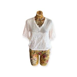 HAH Hot as Hell top sheer top blouse new  discoloration collar